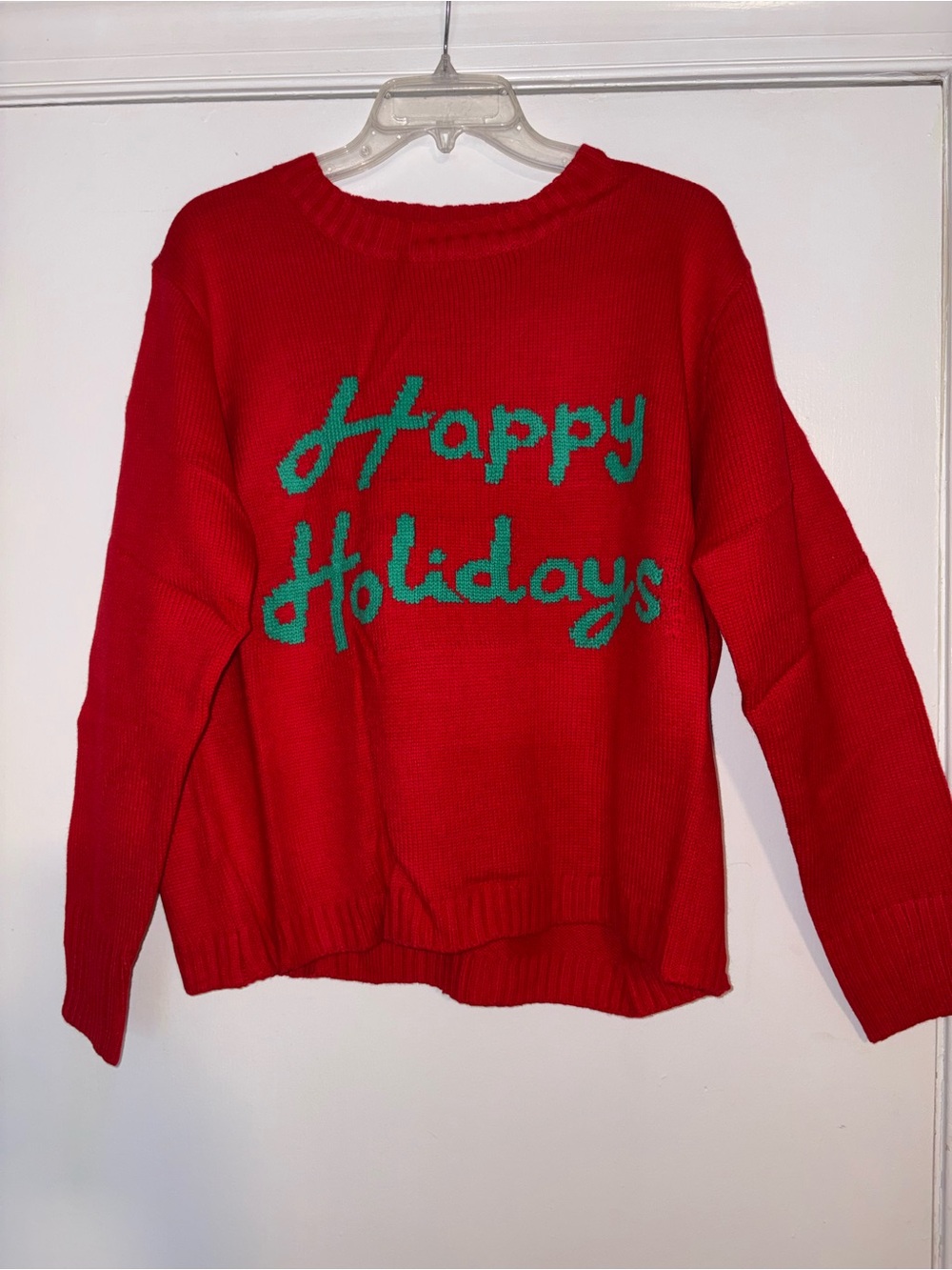 Panache Happy Holidays red and green sweater